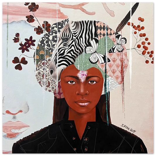Tripa mixed media portrait art print by Irene Hoff