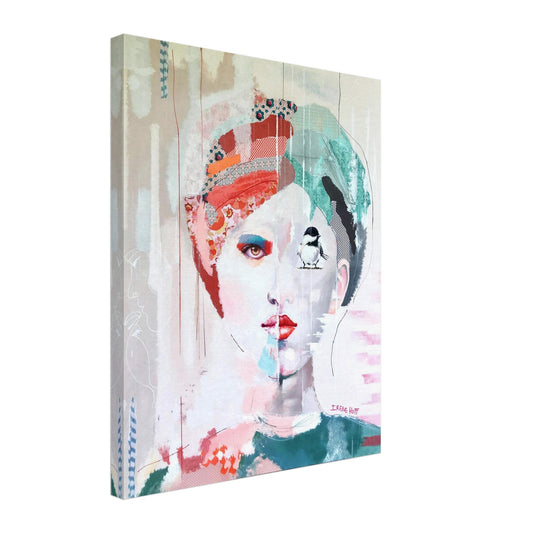 Bird's Eye mixed media portrait art print by Irene Hoff