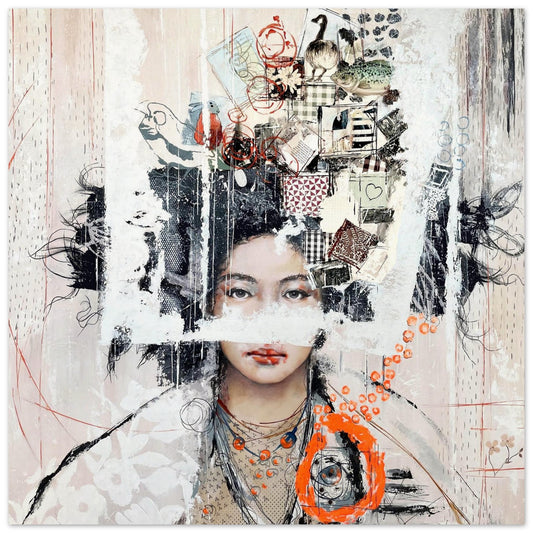 Warrior mixed media portrait art print by Irene Hoff