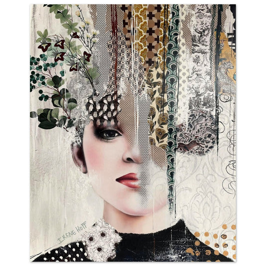 Dreaming mixed media portrait art print by Irene Hoff