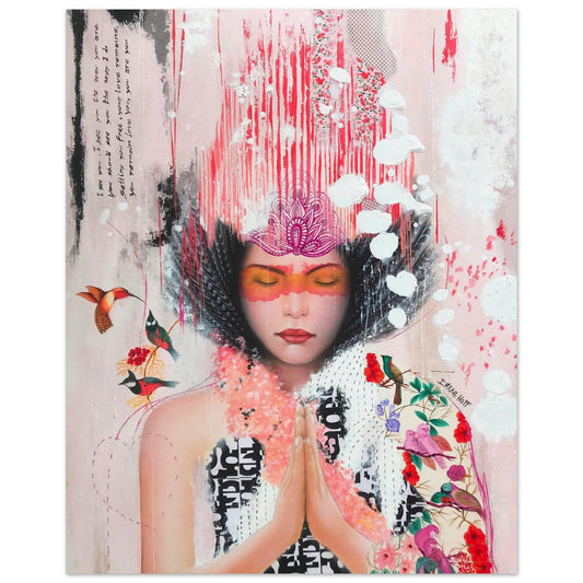Wingman mixed media portrait art print by Irene Hoff