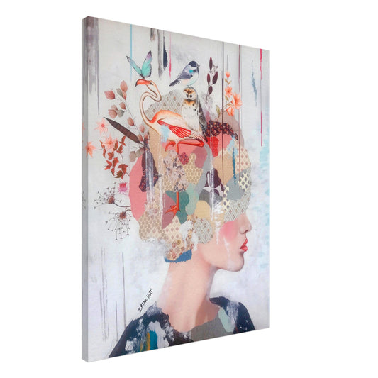 Imagine mixed media portrait art print by Irene Hoff