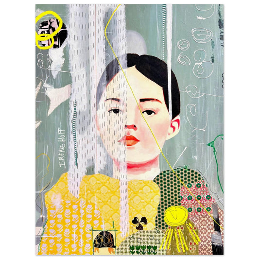 Here Comes The Sun mixed media portrait art print by Irene Hoff