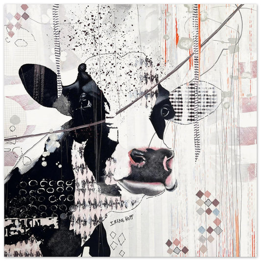 Black and White mixed media portrait art print by Irene Hoff