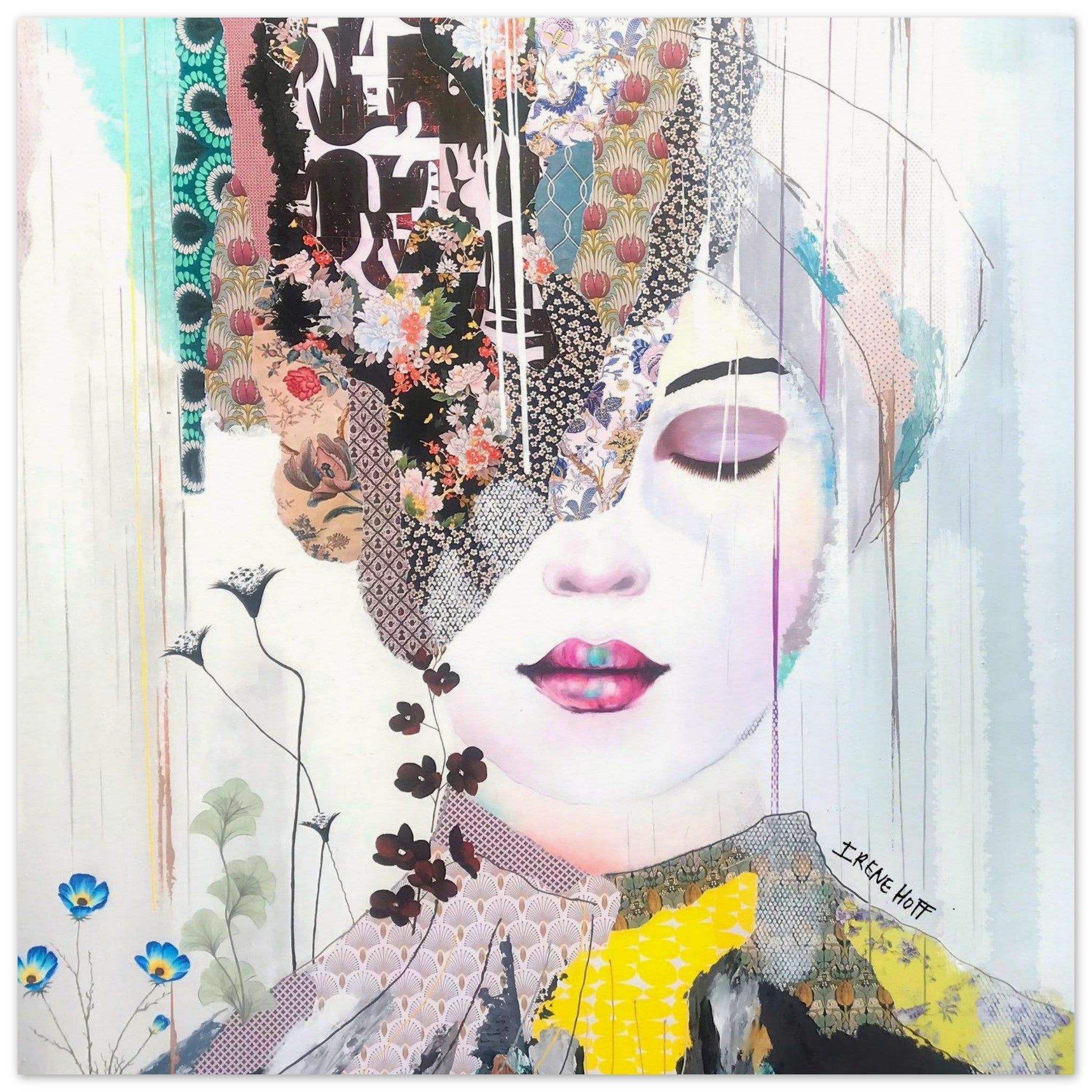 The Feminine mixed media portrait art print by Irene Hoff