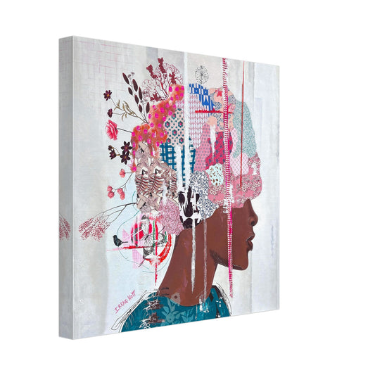 Attuned — mixed media portrait art print by Irene Hoff, framed