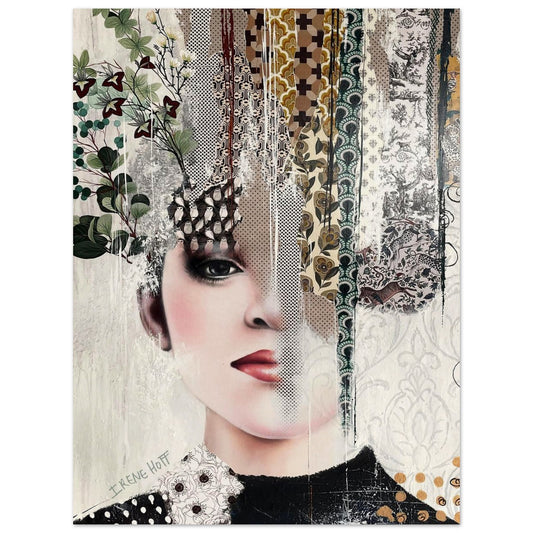 Dreaming mixed media portrait art print by Irene Hoff