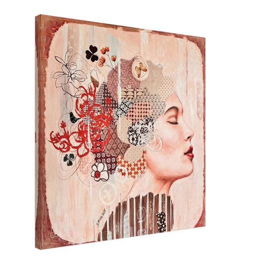 Cocoon mixed media portrait art print by Irene Hoff